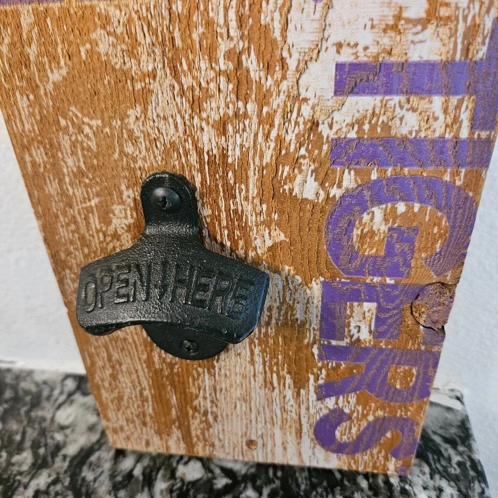 LSU Wooden Bottle Opener Wall Mounted Gifts for Men Beer Lovers‎ NFL